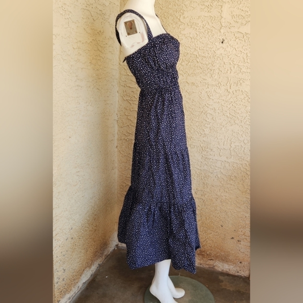 J.CREW Tiered Midi Dress W/ Convertible Straps in Dot - Picture 4 of 7